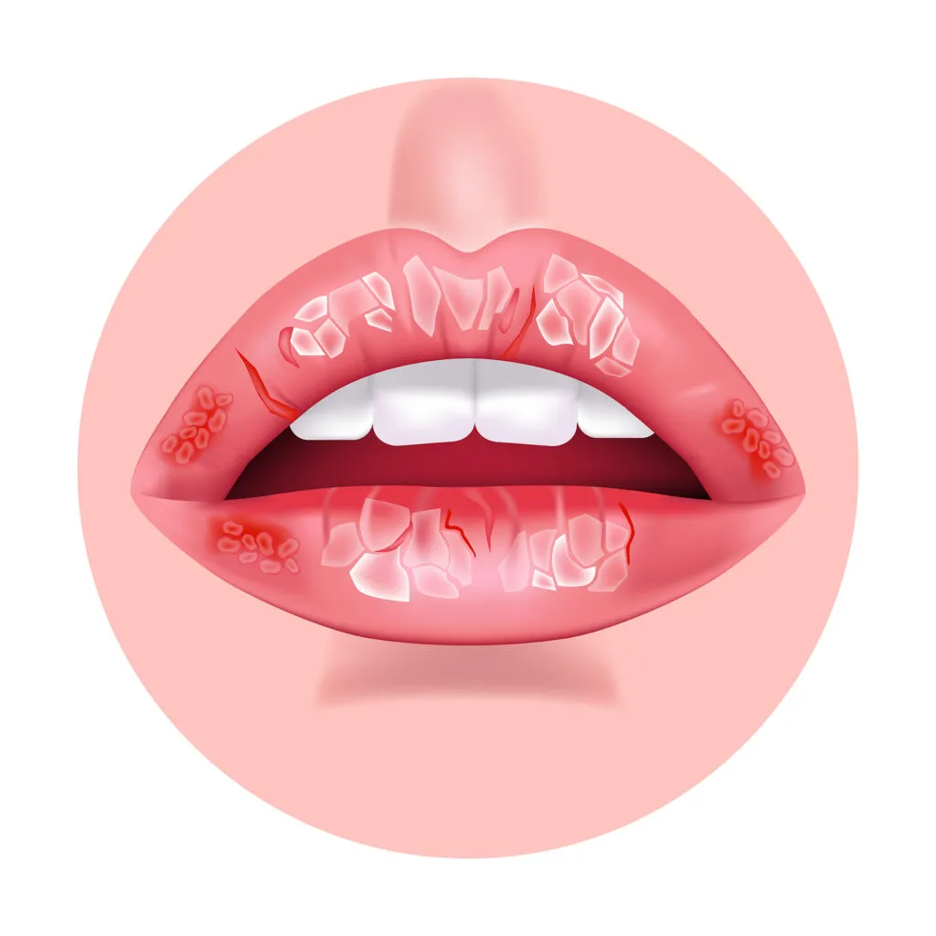 Illustration of a chapped lips due to Cheilitis