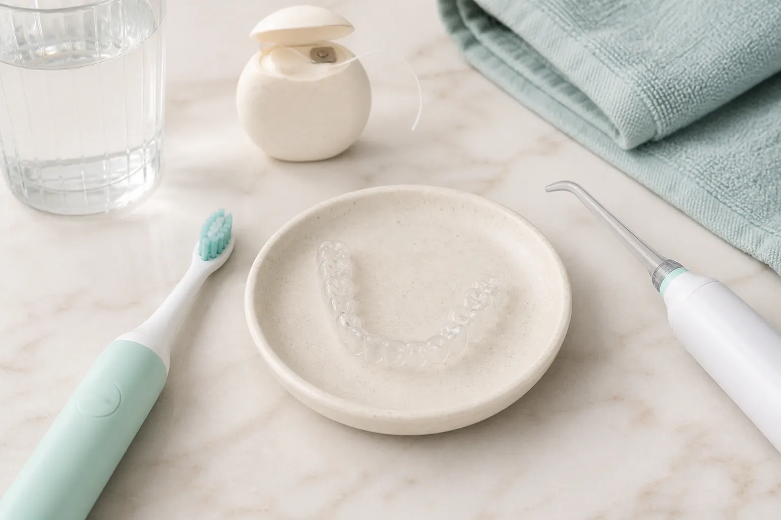 Clear aligners with cleaning tools nm 1222