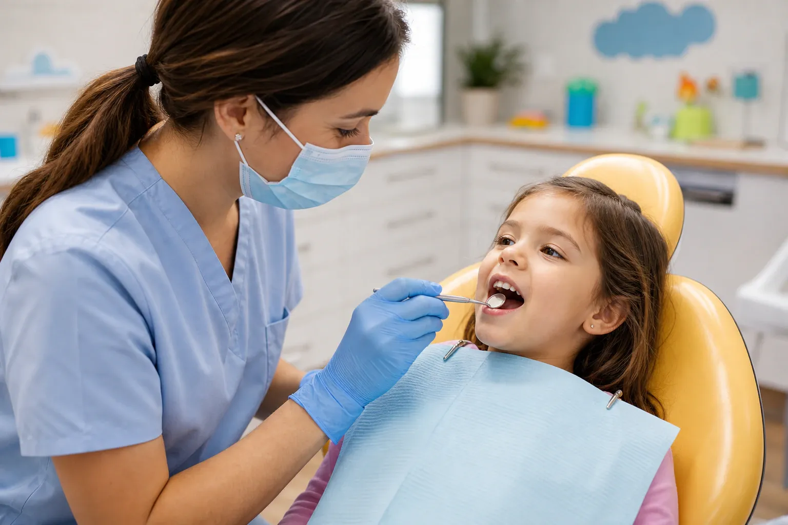 Dentist working on childs teeth nm 0444