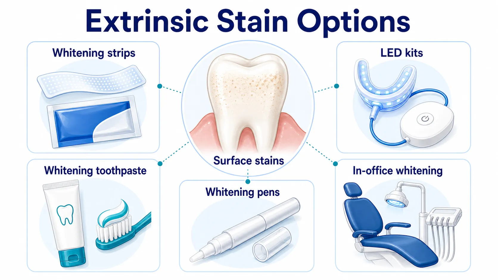 What are the Treatment Options for Extrinsic Stains? stain treatment options board