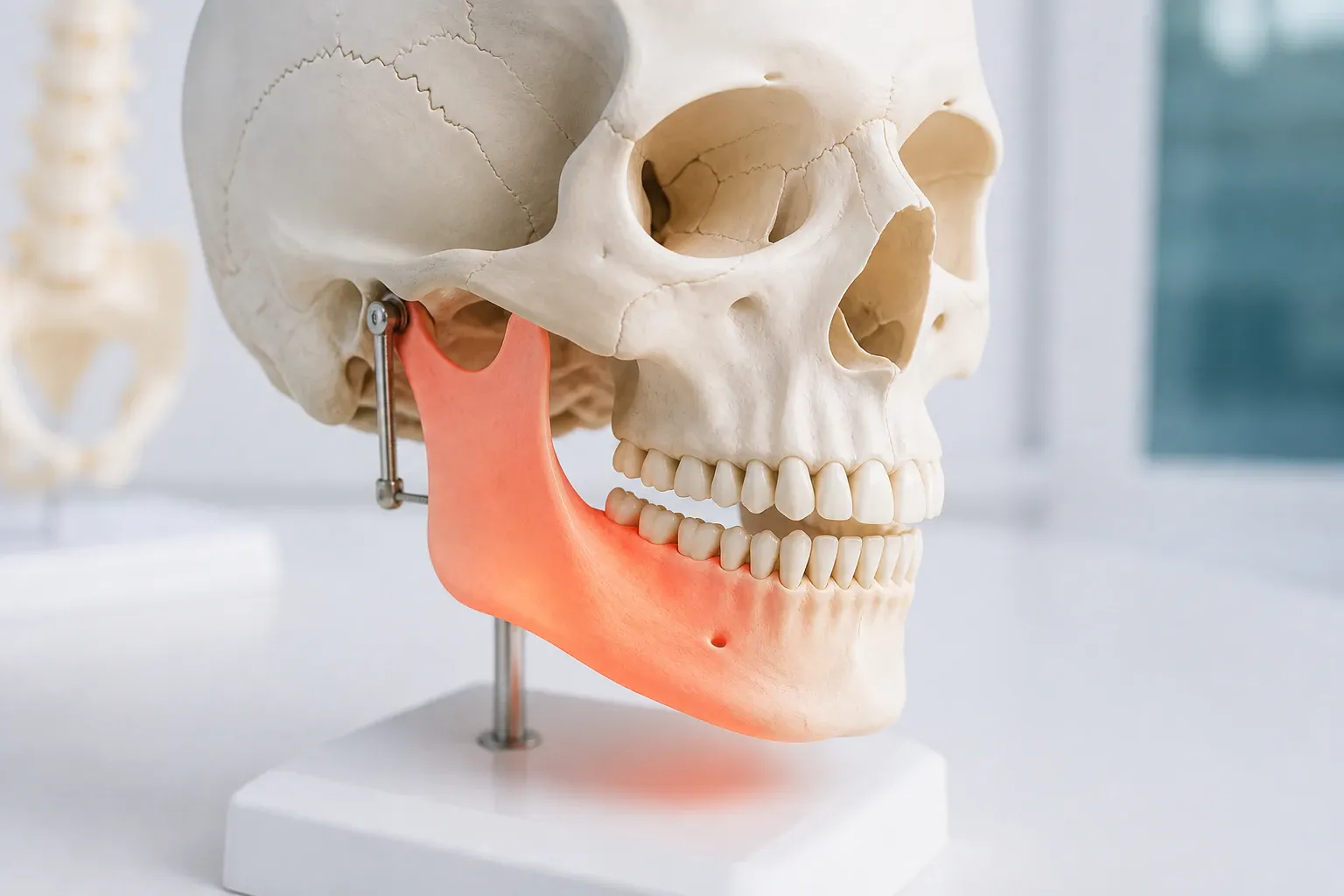 Human skull with necrosis of the lower jaw bones or phossy jaw nm 1212