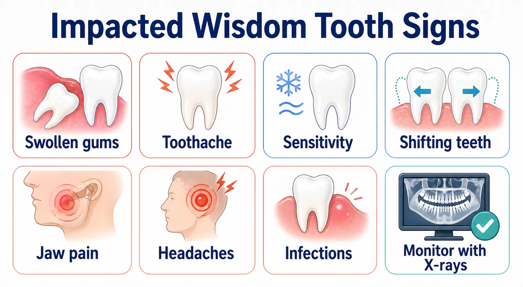 Impacted wisdom teeth signs board v1