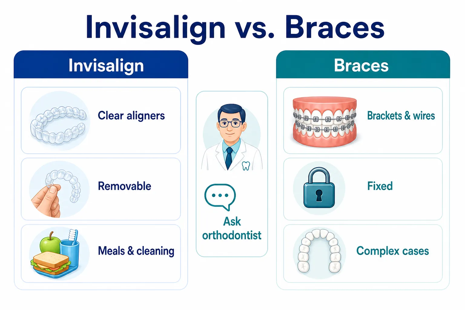 Is it Better to Get Braces or Invisalign? decision chooser comparison