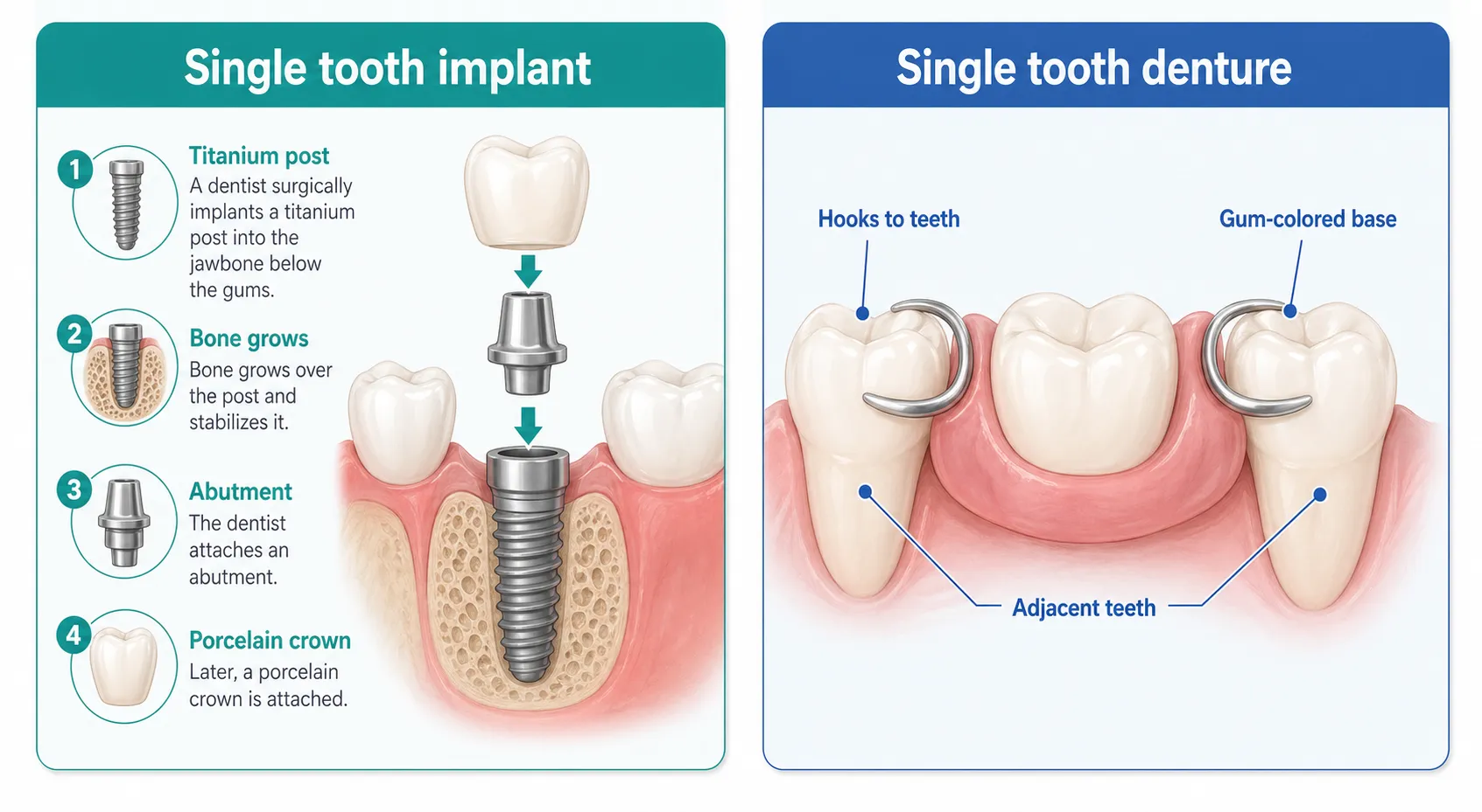 Single tooth implant vs denture comparison v1