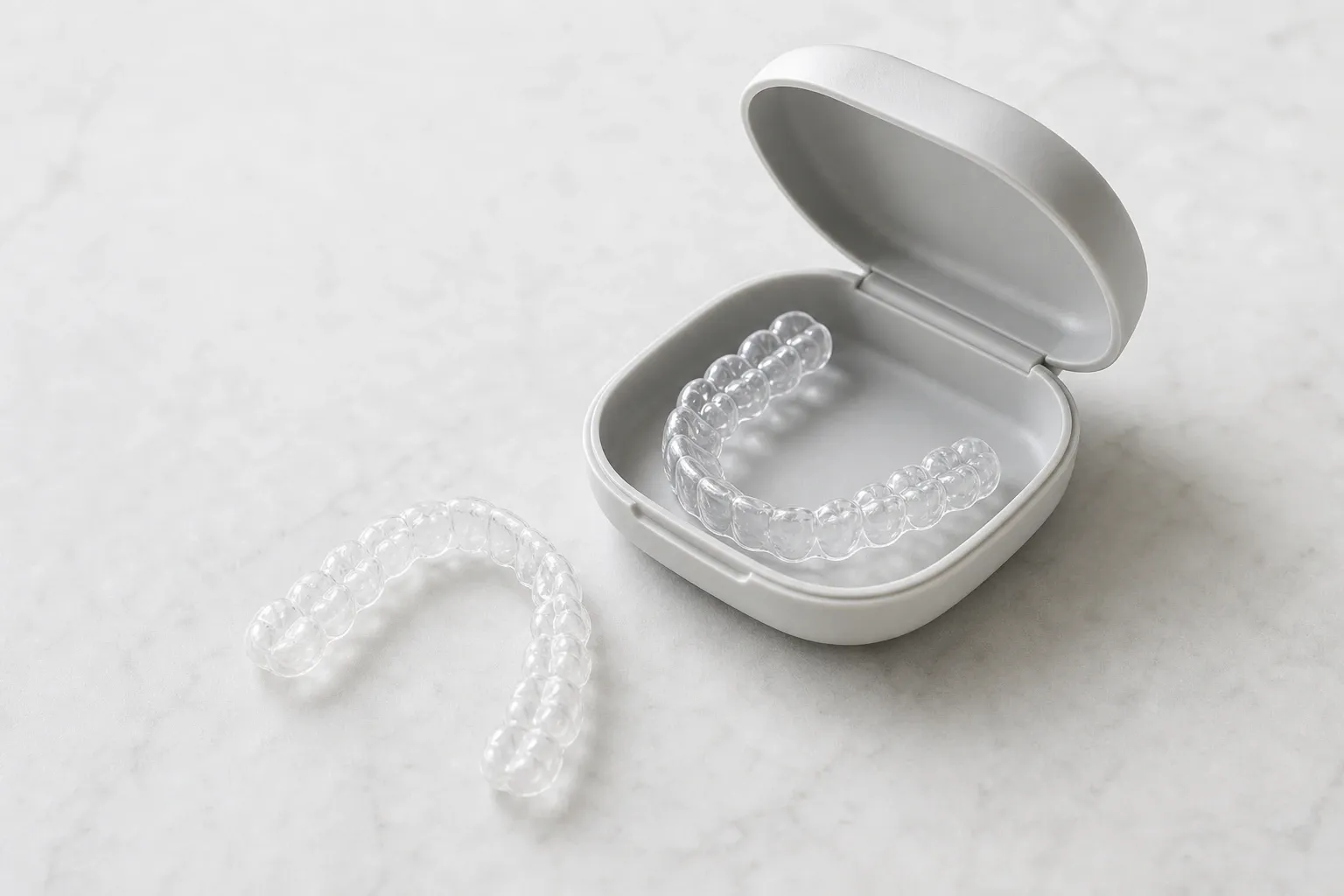 Two clear aligners with case nm 0534