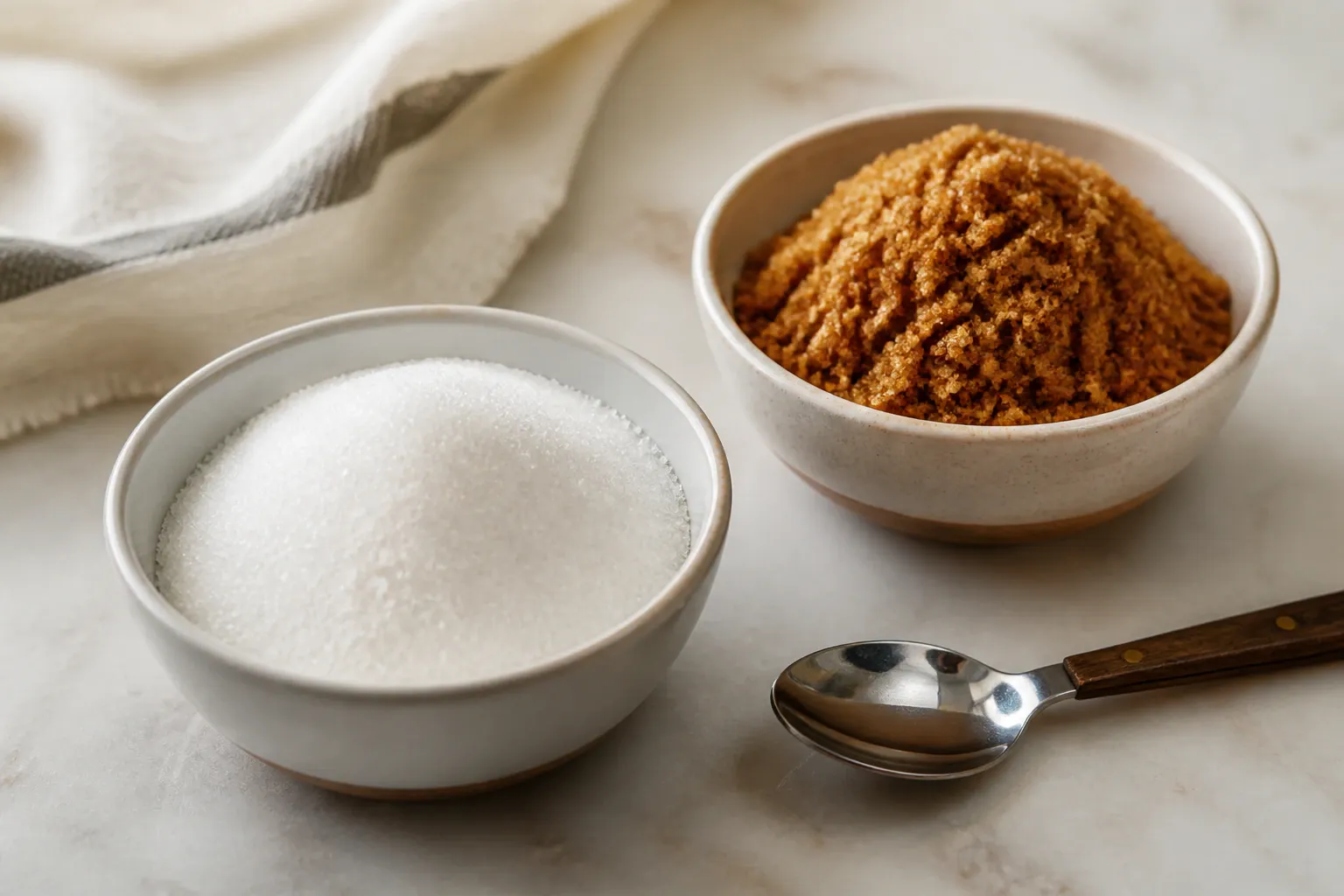 White and brown sugar in bowls nm 0548