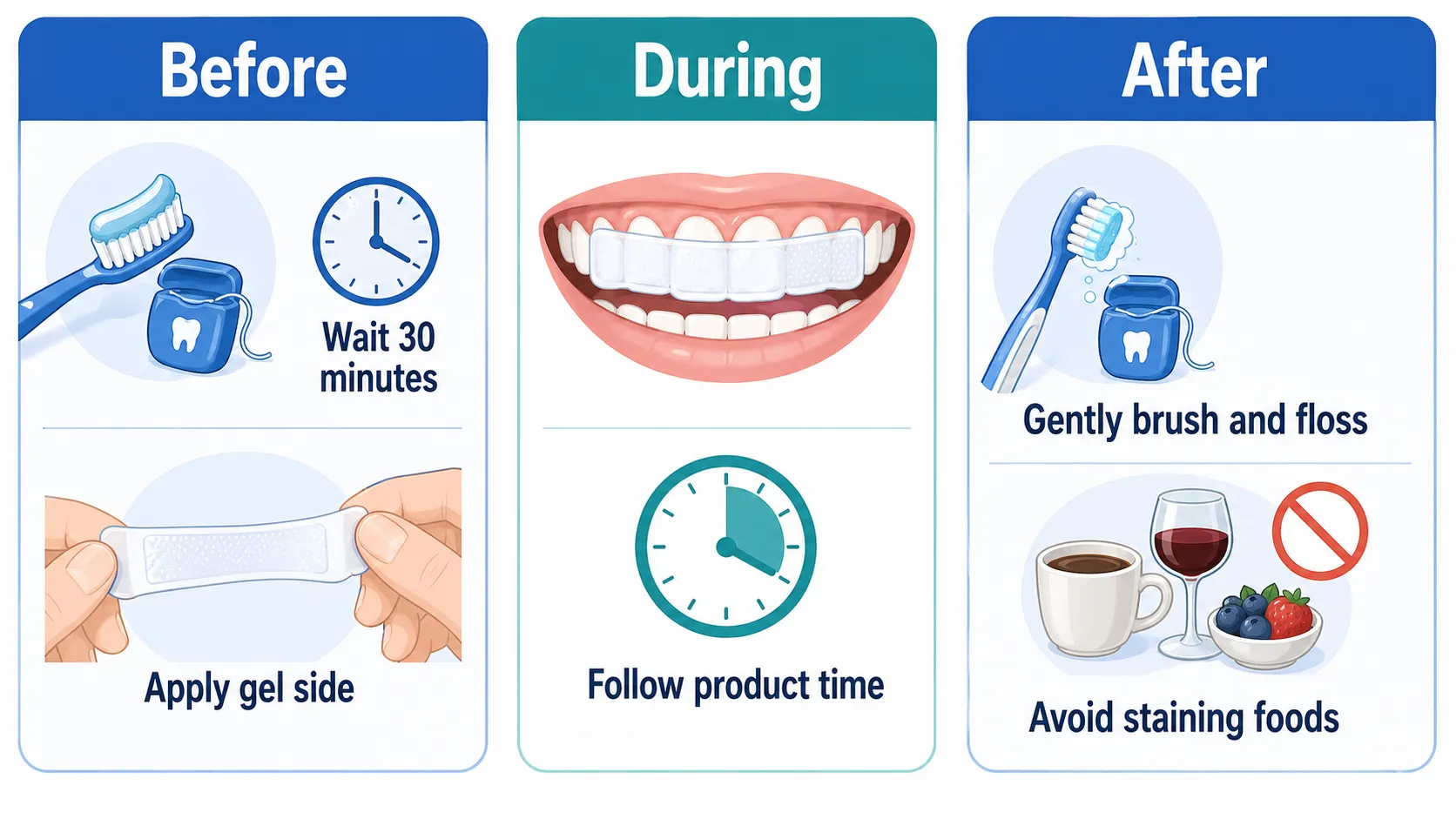 Whitening strips before during after workflow v1